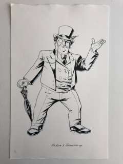 Batman  - Drawing of the Penguin - DC Licensing Art - Page volante - art original - (2009) | Catawiki