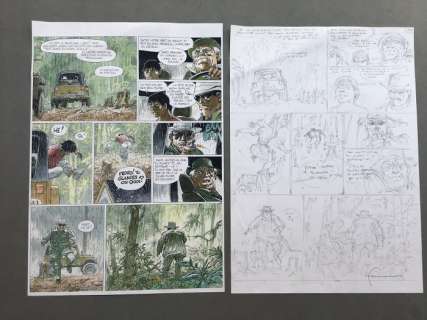 Hermann - Planche originale crayonnés (p.36) - Bernard Prince T.18 - Menace sur le fleuve (2010) | Catawiki