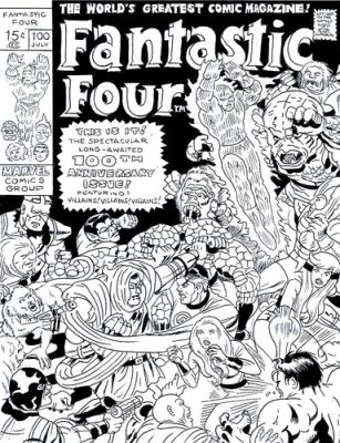 FANTASTIC FOUR # 100 COVER RECREATION ORIGINAL COMIC ART ON CARD STOCK | eBay US (Buy It Now)