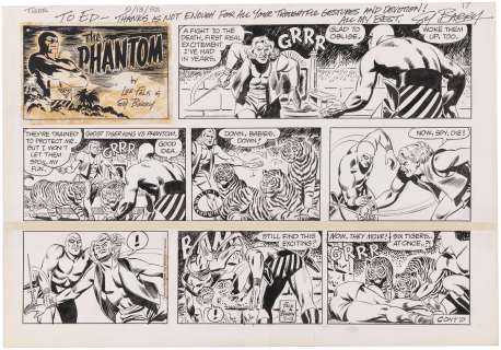 THE PHANTOM ORIGINAL ART 9/13/1992 SUNDAY STRIP BY SY BARRY & LETTER. | Hake’s