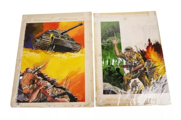 Lot 143 - Original painted artwork for Fleetway’s War Picture Library No. 583; and another | misc / divers