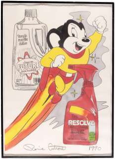 RONNIE CUTRONE POP ART MIGHTY MOUSE ORIGINAL ART FRAMED.