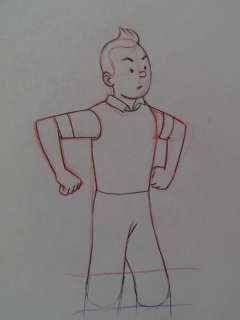 Tintin - Croquis préparatoire pour film d animation - On a marché sur la lune (années 60) | Catawiki