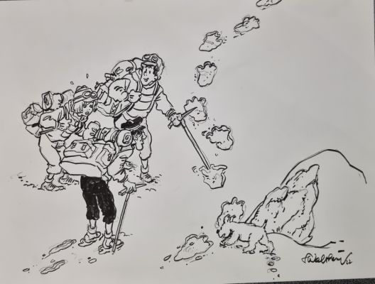 Walthéry , François - Illustration Natacha - hommage à Tintin et Hergé | Galerie des bulles