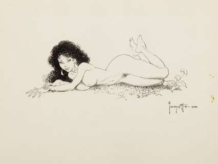 Frank Frazetta original illustration of a reclining nude. | Profiles in History