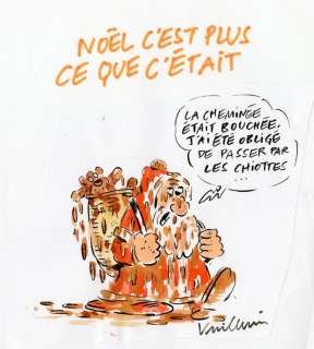 Vuillemin, Philippe - Dessin original + mise en couleur sur papier - Charlie Hebdo - Le Père Noël (2016) | Catawiki