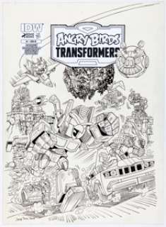 Jorge Pacheco | Angry Birds Transformers #1 Variant Cover Original Art (IDW, 2014). | Heritage