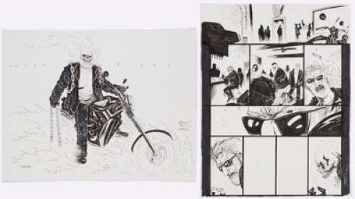 Templesmith, Ben - Ben Templesmith - Ghost Rider Pitch/Proposal Illustrations Original Art Group of 6 (2004).... (Total: 6 Original Art)