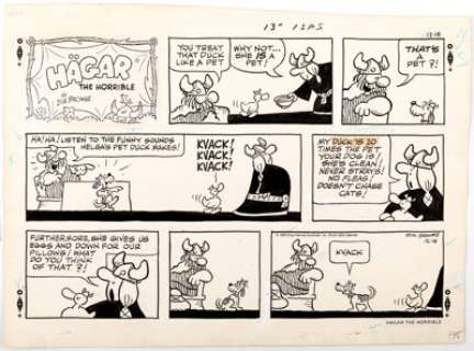 Browne, Dik | Dik Browne Hagar the Horrible Sunday Comic Strip Original Art dated 12-18-83 (King Features Syndicate, 1983). ... | Heritage