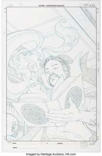 Marvel Artist - Mike Norton Doctor Strange Unused Sketch Cover Original Art (2006)....