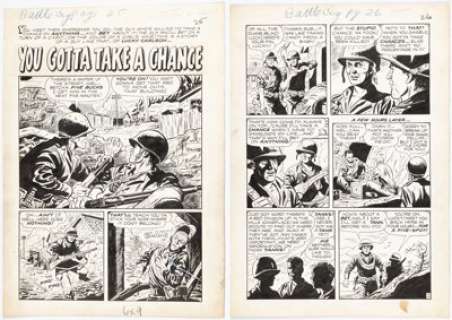 Hughes, Eugene | Eugene Hughes Battle Cry #3 Complete 6-Page Story Original Art (Stanley Morse, 1952).... (Total: 6 Original Art) | Heritage