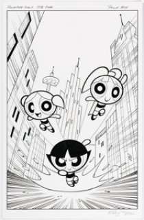 Moy, Phil - Phil Moy Powerpuff Girls Classics "Volume 1: Power Party" Trade Paper Cover Original Art (IDW, 2013)....