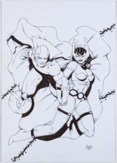 Twenty-First Century Comic Artist - Ricardo Oliveira - Mister Miracle and Big Barda Illustration Original Art (2017)....