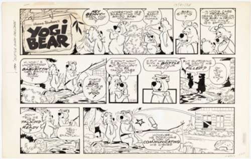 Hazelton, Gene | Gene Hazelton Yogi Bear Sunday Comic Strip Original Art dated 2-25-73 (McNaught Syndicate, Inc., 1973). ... | Heritage