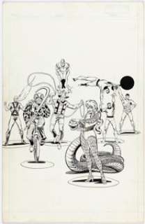 Mark Gruenwald, Brian Postman, and Joe Rubinstein The Official Handbook of the Marvel Universe #2 Circus of Crime Illustration Original Art (Marvel, 1983).