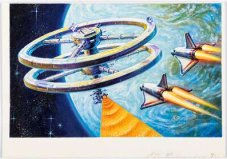 XNO 1988 Topps Dinosaurs Attack Card #12 "Experiment in Space" Painting Original Art (Topps, 1988). | Heritage