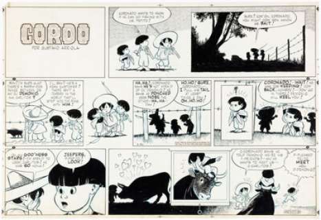 Gus Arriola Gordo Sunday Comic Strip Original Art dated 3-30-47 (United Feature Syndicate, 1947).