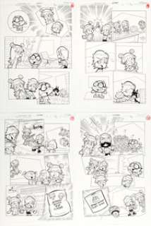 Christopher Cook and Mike DeCarlo Hi Hi Puffy Amiyumi #2 "PuffyAmiYumi $ell Out!" Story Pages 3-6 Original Art (DC, 2006). (Total: 4 Original Art)
