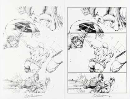 Shelby Robertson [Rob Liefeld lightboxed] Deadpool: Bad Blood #4 Story Pages Original Art Group of 3 (Marvel, 2022). (Total: 6 Original Art)