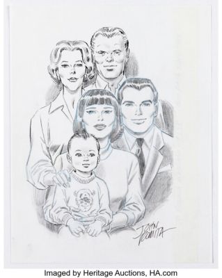 John Romita Sr. - Peter Parker Family Portrait Illustration Original Art (undated). | Heritage