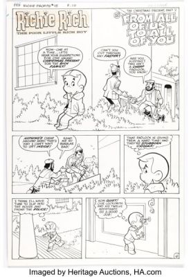 Ernie Colón and Jacqueline Roettcher (team attributed) Richie Rich Profits #15 "From All of Us to All of You: The Christmas Present, Part 2" Complete 5-Page Chapter Original Art (Harvey, 1977). (Total: 5 Original Art) | Heritage