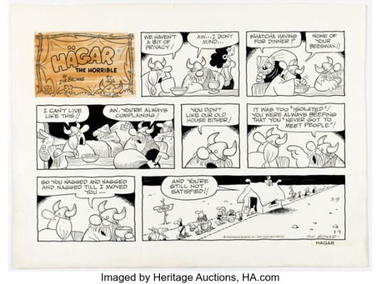 Dik Browne Hägar the Horrible Sunday Comic Strip Original Art dated 3-9-75 (King Features Syndicate, 1975). | Heritage