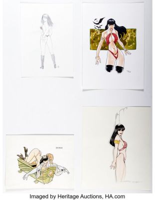 Mitch Byrd, Denis Hedri, and others - Vampirella Pin-Up Illustrations Original Art Group of 4 (c. 2000s). (Total: 4 Original Art)