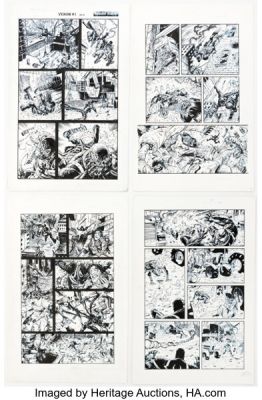 Danny Miki and Crimelab Studios [Tony Moore printed blue lines] Venom #1 Story Pages Original Art Group of 4 (Marvel, 2011). (Total: 4 Original Art)