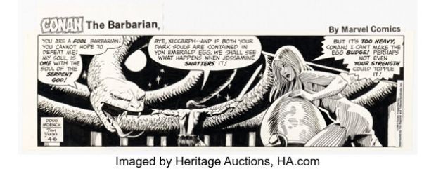 Tom Yeates Conan the Barbarian Daily Comic Strip Original Art dated 4-6-81 (Register and Tribune Syndicate, 1981). | Heritage