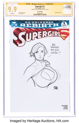 Frank Cho Supergirl #1 Sketch Edition - Signature Series Original Art (DC, 2016) CGC MT 9.9 White pages. | Heritage