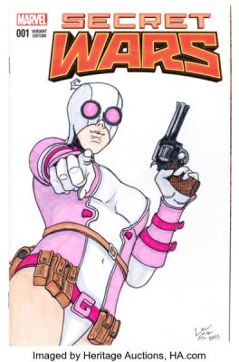 Comic Artist Secret Wars #1 Sketch Cover - Gwenpool Original Art (Marvel, 2015) Condition: NM-.