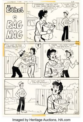 Archie Artist Archie’s Joke Book Magazine #180 "Bag Nag" Complete 1-Page Story Original Art (Archie, 1973). | Heritage