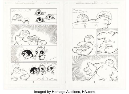 Christopher Cook and Mike DeCarlo The Powerpuff Girls #41 Story Pages 7-8 Original Art (DC, 2003). (Total: 2 Items) | Heritage