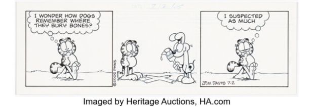Jim Davis Garfield Daily Comic Strip Original Art dated 7-2-05 (PAWS, 2005). | Heritage