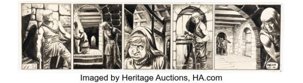 Hans G. Kresse Eric de Noorman Daily Comic Strip Original Art (‘t Kasteel van Aemstel, c. 1950s).