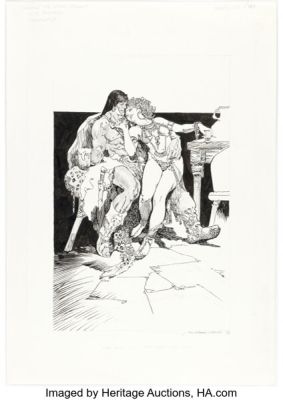 Esteban Maroto Conan the Mercenary Frontispiece Illustration Original Art (Ace, 1980). | Heritage