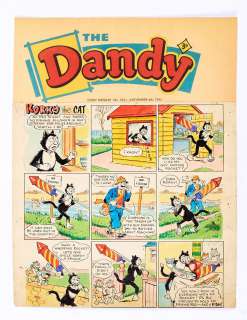 Dandy/Korky The Cat original front cover artwork by Jimmy Chrichton from The Dandy fireworks issue | Comic Book Auctions ltd