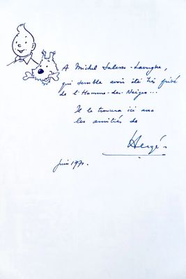 Herge (Georges Remi, 1907-1983) | Lot 32 : Tintin au Tibet, album en réédition orné d’un dessin-dédicace… | misc / divers