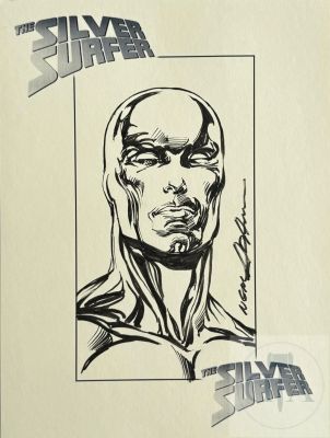 Neal Adams / Silver Surfer. Dessin Original Illustrant Un Portrait Du Héros Mythique. Encre de Chine Signée. Tbe+. Format A4 | Lot 666 : Neal Adams / Silver Surfer. Dessin original illustrant un portrait… | Dagoty