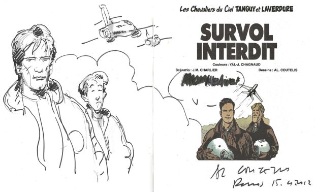 Al Coutelis = Tanguy et Laverdure, Survol interdit en édition originale agrémenté d’une dédicace. Proche de l’état neuf. - Lot 142 : Al Coutelis = Tanguy et Laverdure, Survol interdit en édition…