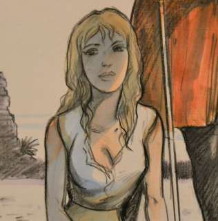 India Dreams - Crayonné original et aquarelle - Emy sous le parasol, étude pour une lithographie - Loose page | Catawiki