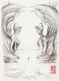 Ivan Cavini - Illustrazione Originale - "Le Sfingi" - tecnica mista- 28x38cm - Loose page (2019) | Catawiki