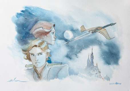 Alex Alice - Illustrazione Originale - "Il Castello delle Stelle - Chateaux des Etoiles" - acquerello - A3 - Loose page - Other (2019) | Catawiki