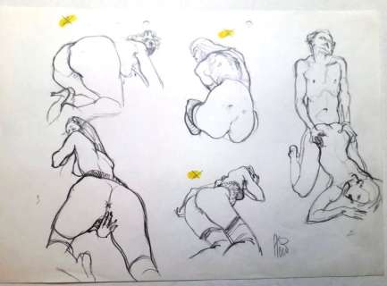 Angelo Stano - Studi Erotici - original sketch - Firmato - Loose page | Catawiki