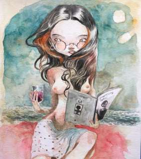 Sandoval, Tony - Dessin original couleur - Reading Girl (2018) | Catawiki