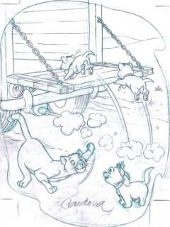 The Aristocats Scene - Disney Studios - Original Production Drawing - JM Cardona - Original Art - (1990) | Catawiki