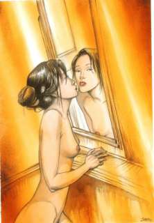 Jung (Né En 1965 En Corée) | JUNG Â«Femme devant son miroirÂ». Gouache couleurs sur papier.… | Tessier Sarrou