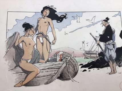 Michetz, Marc - Dessin original en couleur - Kogaratsu avec deux femmes - (2020) | Catawiki