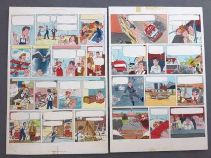 Craenhals, François - 2x Mise en couleur originale - Les 4 As et l’Aéroglisseur - (1964) | Catawiki