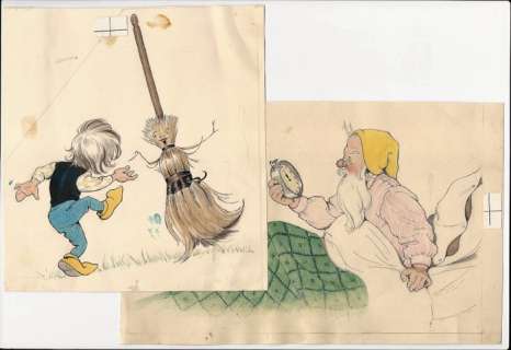 Frog, il Nanetto del Castagno - Angiola Resignani - 2x illustrazioni originali - Loose page - (1953) | Catawiki